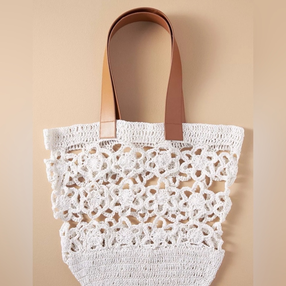 Anthropologie Floral Crochet Tote